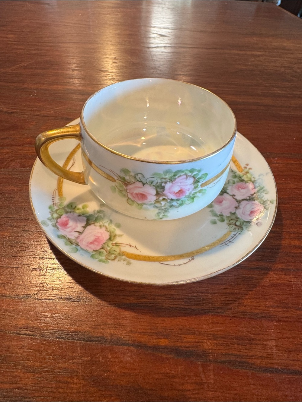 Vintage Minerva Bavarian Pink Rose Gold Trim Teacup and Saucer